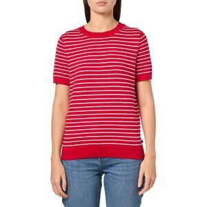 Women's V Neck Stripe Short Sleeve Sweater Rayon Large Casual Versatile